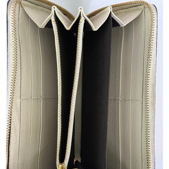 Gucci GG Two Tone Hardware Cream Leather Zip Around Wallet - Picture 7 of 9